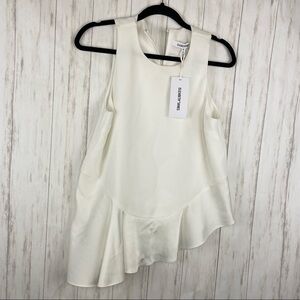 Elizabeth and James NWT cream asymmetrical ruffle tank